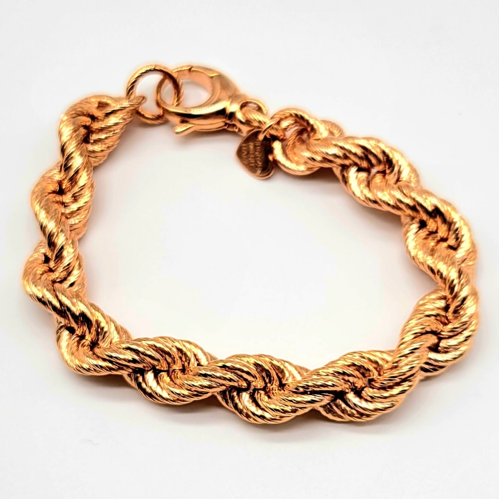 Bronzo Italia Rose Gold Chunky Statement Rope Chain Bracelet
